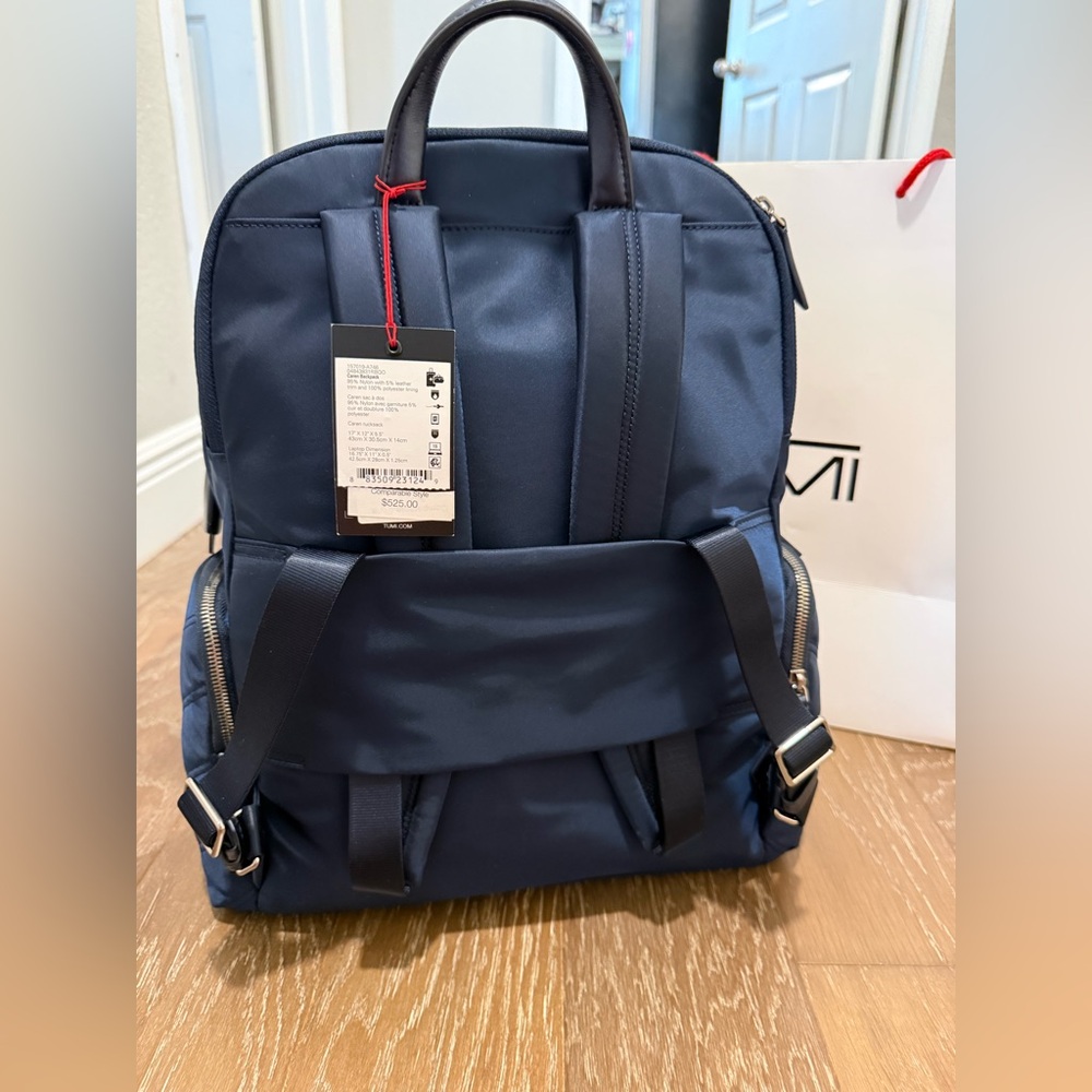 Tumi Navy Quilted Backpack with Gold Hardware - Picture 2 of 14